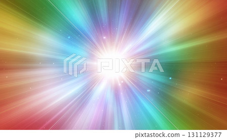 Universe with rainbow-colored light spreading from the center 131129377