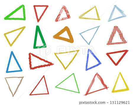 Colorful triangle icons hand drawn set Colorful triangle icons hand drawn set 131129621