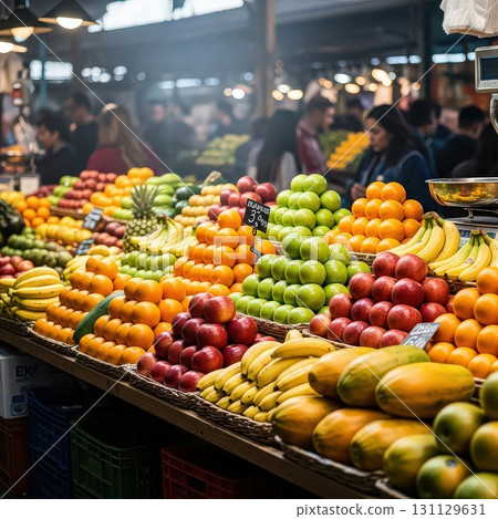 Colorful Fruit Market Display Ai Generated 131129631