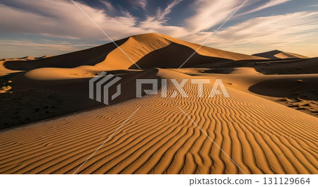 Stunning Desert Landscape With Rolling Sand Dunes - Generative Ai 131129664