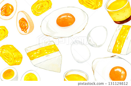 蛋菜背景手繪水彩插畫素材 131129812