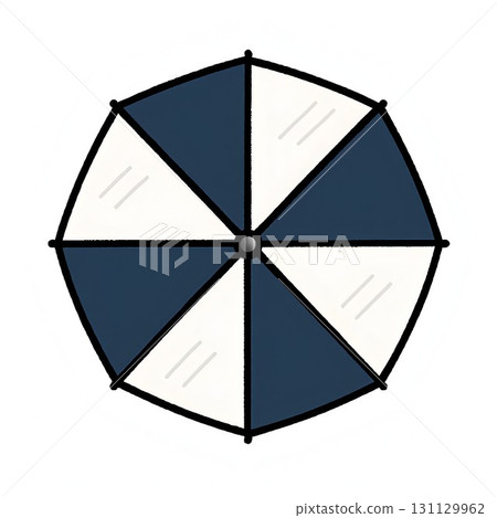 Cartoon illustration of a cute umbrella seen from directly above Cartoon illustration of a cute umbrella seen from directly above 131129962