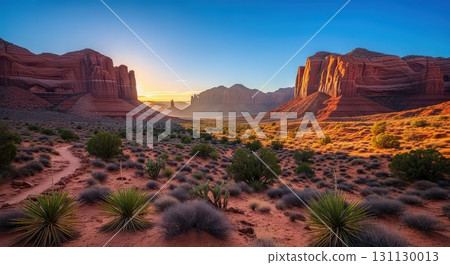 Stunning sunrise over Monument Valley landscape- generative ai 131130013