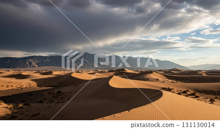 Dramatic desert landscape with rolling sand dunes- generative ai Dramatic desert landscape with rolling sand dunes- generative ai 131130014