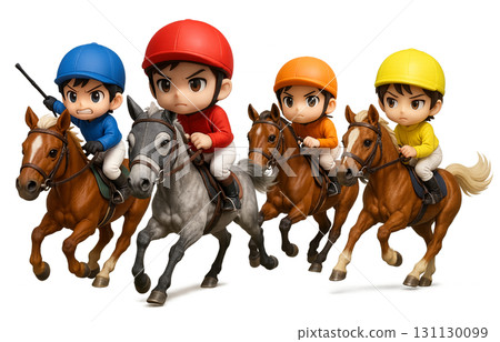 Horse Racing - Four horses competing for the lead Horse Racing - Four horses competing for the lead 131130099