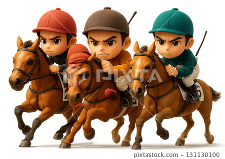 賽馬-三匹馬爭奪領先 賽馬-三匹馬爭奪領先 131130100