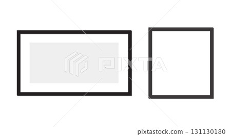 Old wooden rectangular picture blank frames vintage style with empty space against a gray background. 131130180