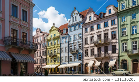 Colorful Historic Buildings in a Charming Street Scene - Generative Ai 131130203