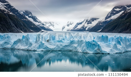 Majestic Glacier Landscape With Reflective Lake Ai Generated 131130494