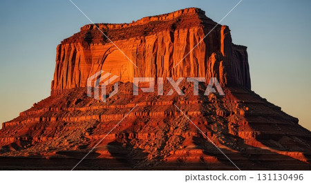 Majestic Sunset Over Rock Formation - Generative Ai 131130496