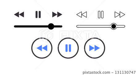 Music Player Button. Music Media Player Control Icon Silhouette. 131130747