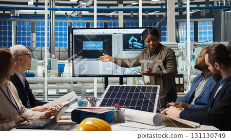 Factory research and development division scientists collaborate to test nanomaterials for next generation solar panels, aiming for breakthroughs in durability and performance, camera A Factory research and development division scientists collaborate to test nanomaterials for next generation solar panels, aiming for breakthroughs in durability and performance, camera A 131130749