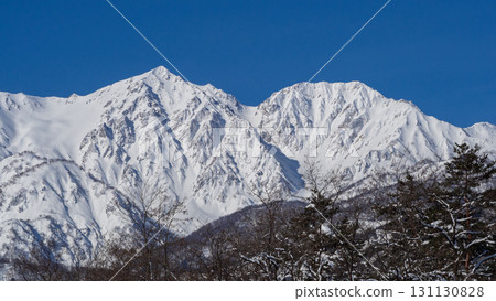 長野縣白馬村北阿爾卑斯山的隆冬 131130828