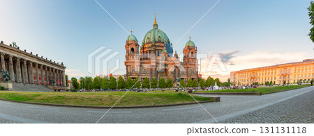 Panoramic view of Berlin Cathedral and museum complex in Berlin Germany at sunset 131131118