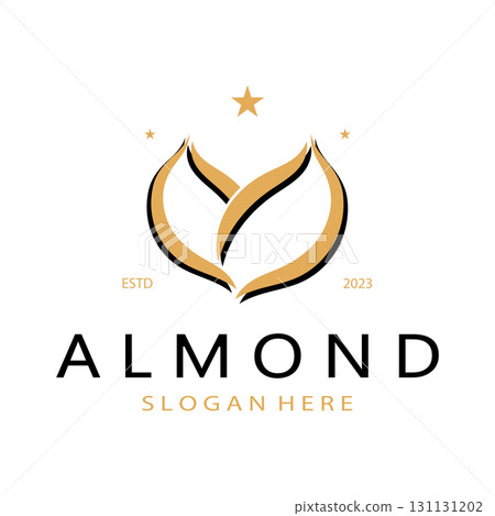 simple almond logo,for business,badge,trademark,almond oil,almond farm,almond shop,vector 131131202