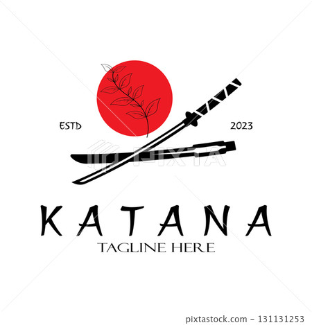 simple katana samurai sword logo design template vector, simple katana samurai sword logo design template vector, 131131253