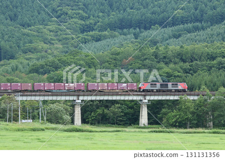 Nemuro Main Line: Freight train tackling Karikachi Pass, JR Freight DF200 diesel-electric locomotive Nemuro Main Line: Freight train tackling Karikachi Pass, JR Freight DF200 diesel-electric locomotive 131131356