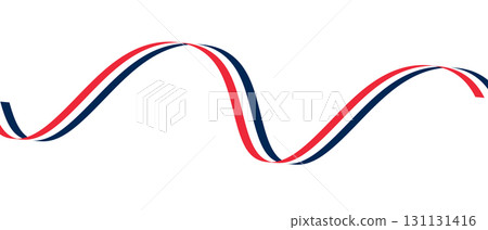 Illustration of the French Flag on Waving Ribbon. French Flag Symbol of Patriotism and Freedom. 131131416