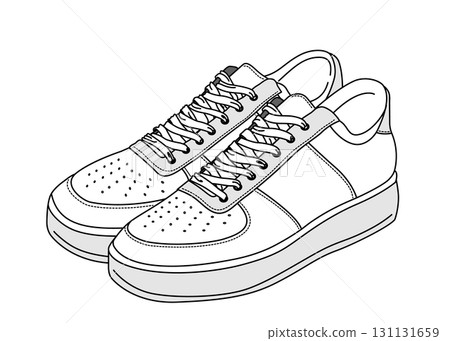 一雙白色運動鞋橫放 131131659