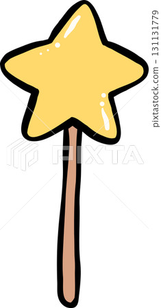 Cartoon Illustration of a Star Magic Wand 131131779