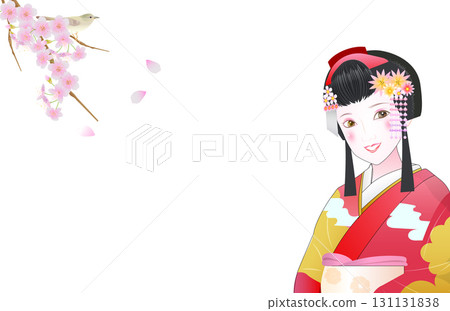 櫻花和舞妓背景 131131838