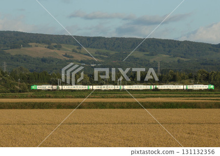 The Lilac Express train speeds through the fruitful Sorachi area. The Lilac Express train speeds through the fruitful Sorachi area. 131132356