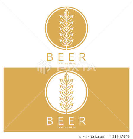 Beer logo template with vintage craft wheat.For badge, emblem,malt,beer company,bar,alcoholic drink 131132446