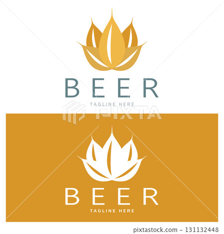 Beer logo template with vintage craft wheat.For badge, emblem,malt,beer company,bar,alcoholic drink 131132448