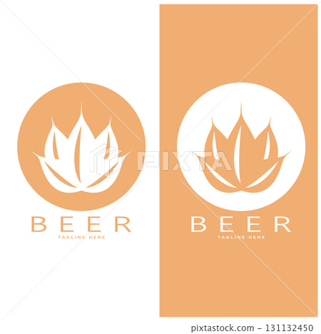 Beer logo template with vintage craft wheat.For badge, emblem,malt,beer company,bar,alcoholic drink 131132450