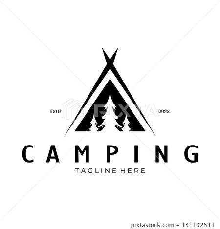 vintage and retro tent logo, camping. With tent, tree and bonfire sign. adventurers, scouts, climbers, camping equipment center vintage and retro tent logo, camping. With tent, tree and bonfire sign. adventurers, scouts, climbers, camping equipment center 131132511