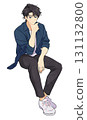 Man sitting with hand on chin 131132800