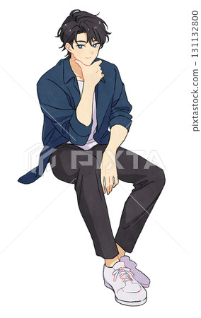 Man sitting with hand on chin 131132800