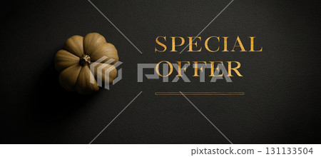Elegant Halloween Promotion Poster with Gold Jack-o'-Lantern and Special Offer Text 131133504