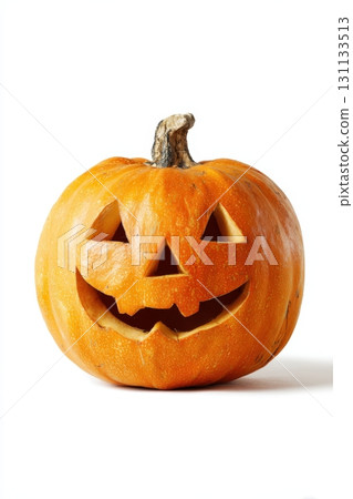 Smiling Jack-o-Lantern with Triangular Eyes on White Background Smiling Jack-o-Lantern with Triangular Eyes on White Background 131133513
