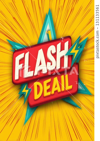 Vibrant Flash Deal Banner with Lightning Icon and Bold Headline 131133561