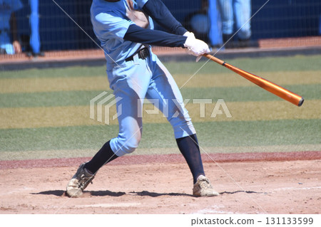 Batter hitting the ball Batter hitting the ball 131133599