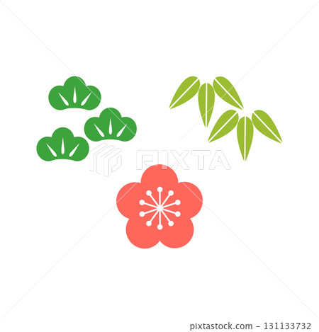 2026年新年賀卡,松竹梅的簡單插圖。吉祥物品,新年賀卡材料,素材,圖標,新年,慶祝 2026年新年賀卡,松竹梅的簡單插圖。吉祥物品,新年賀卡材料,素材,圖標,新年,慶祝 131133732