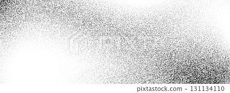 Black dotted grain gradient texture. Subtle stippled gritty sand overlay. Grunge sprayed noise background. Vector grit speck wallpaper. Rough distressed dotwork backdrop with particles, dust, speckles 131134110