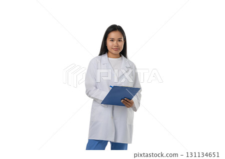Doctor ready for patient consultation, isolated on white, PNG 131134651