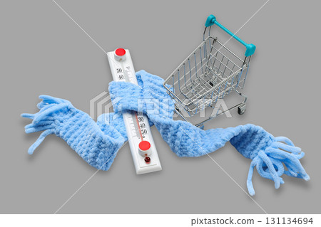 Accessories for heating season including a thermometer and scarf 131134694