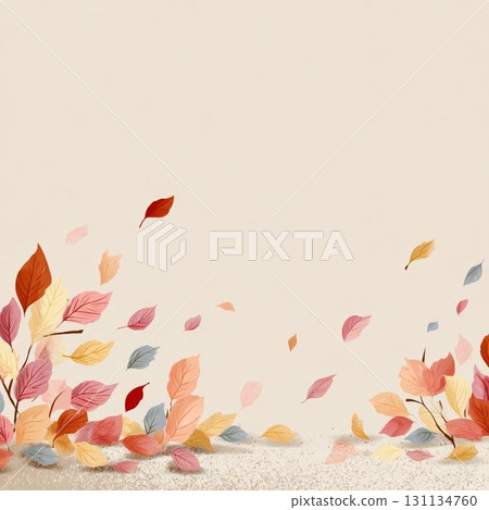 Pastel illustration of fallen leaves scattered on the bottom 131134760