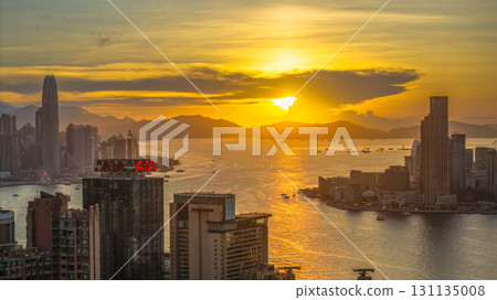 Aug 1 2025 Sunset Over Iconic Hong Kong Harbourfront Skyline Aug 1 2025 Sunset Over Iconic Hong Kong Harbourfront Skyline 131135008