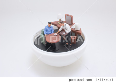 Miniature Coffee Shop Scene With a Figures Miniature Coffee Shop Scene With a Figures 131135051