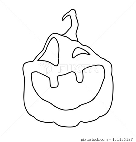 Outline for Coloring of Halloween Pumpkin. One of the Fall Holiday Symbol. Vector Illustration. 131135187