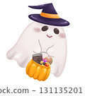 Halloween ghost holding candy 131135201