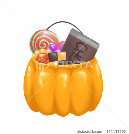 Halloween pumpkin with candy inside 131135202