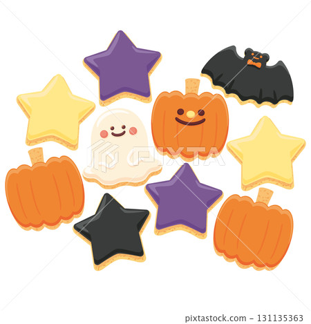 萬聖節糖霜餅乾向量插圖集 131135363