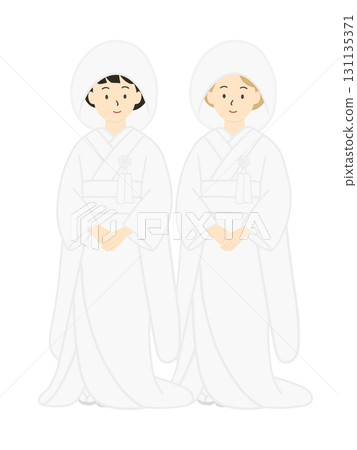 Same-sex marriage - Illustration of a bride in a Japanese wedding dress - Shiromuku Same-sex marriage - Illustration of a bride in a Japanese wedding dress - Shiromuku 131135371
