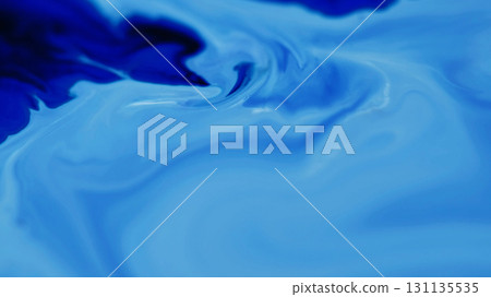 Ink pouring. Drip background. Defocused blue white color paint sparkling blob water liquid wet texture flowing on abstract enamel art. 131135535