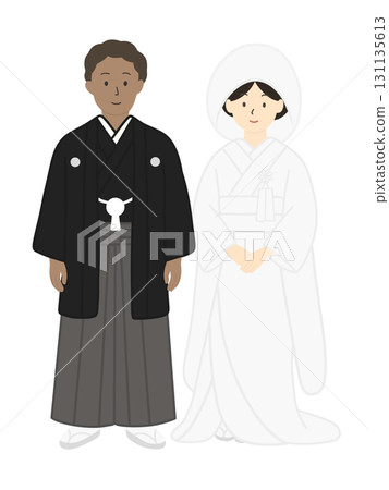 Bride and groom, wedding ceremony, bridal, wedding, men wearing white wedding kimono, men and women Bride and groom, wedding ceremony, bridal, wedding, men wearing white wedding kimono, men and women 131135613